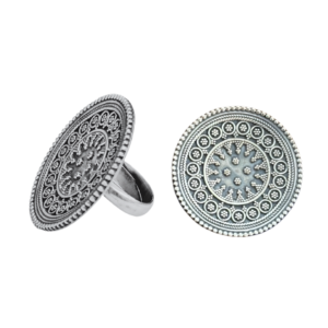 Har G Silver 925 Sterling Silver Round Flower Design Free Size Adjustable Finger Ring Women's-grils Perfect for Office, Party, everyday, any occasion wear & Gifting (03)