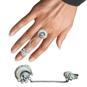 Har G Silver 925 Sterling Silver Flower Design Free Size Adjustable Finger Ring Women's-grills Perfect for Office, Party, everyday, any occasion wear & Gifting (01)