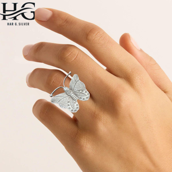 Har G Silver 925 Sterling Silver Butterfly Design Free Size Adjustable Finger Ring Women's-grils Perfect for Office, Party, everyday, any occasion wear & Gifting (04) - Image 3