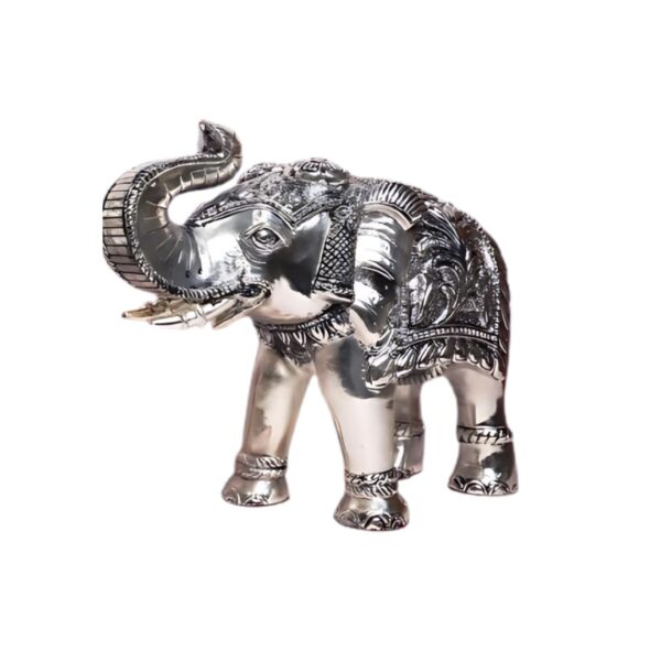 Har G Silver 10.6” Wide Majestic Elephant Cast in Pure 999 Silver Adds Lustre to Your Home (1)