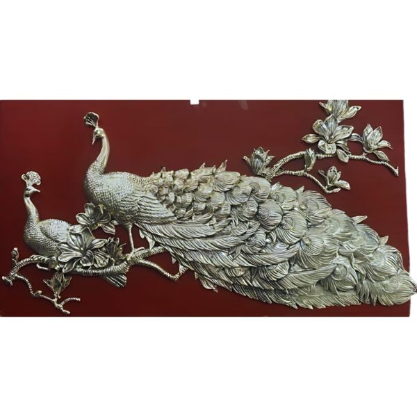 Har G Silver 22" Tall Peacock Pewter Wall Plaque 999 Pure Silver for Gift Purpose Decorative Showpiece