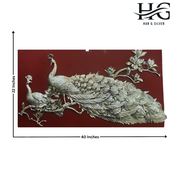 Har G Silver 22" Tall Peacock Pewter Wall Plaque 999 Pure Silver for Gift Purpose Decorative Showpiece - Image 4