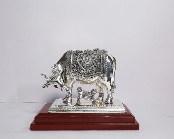 Har G Silver 4.5” Tall Cow and Calf Clad in 999 Pure Silver Brings Prosperity and Peace Home