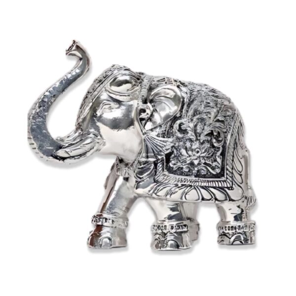 Har G Silver 4.5” Tall Elephant Gilded in 999 Pure Silver Adds Power and Pomp to Your Mantelpiece, Or As A Gift (1)