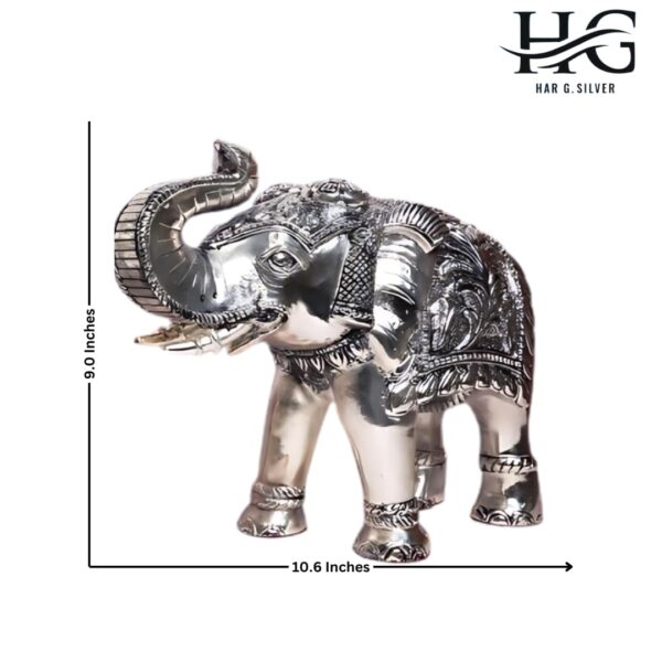 Har G Silver 10.6” Wide Majestic Elephant Cast in Pure 999 Silver Adds Lustre to Your Home (Set 2) - Image 6