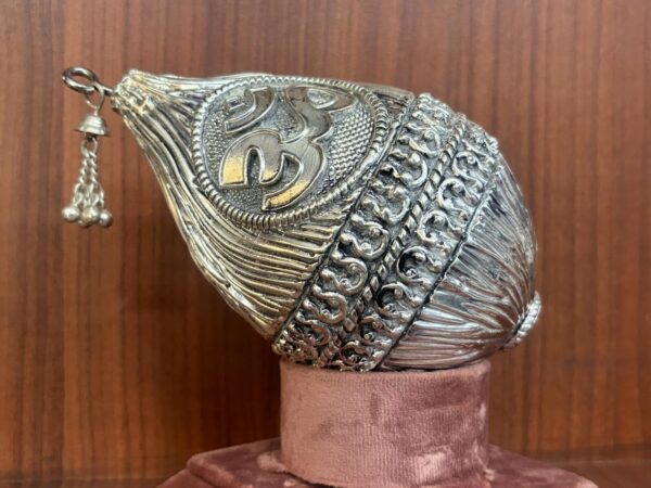 Har G Silver 3.5" Inches Nariyal with Swastik and Om 999 Pure Silver Showpiece Puja and Gift Purpose Decorative