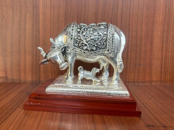 Har G Silver 3.5” Tall Cow and Calf Clad in 999 Pure Silver Brings Prosperity and Peace Home