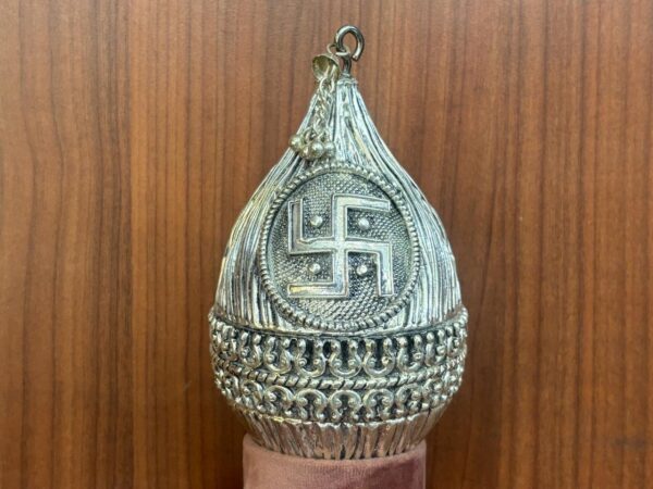 Har G Silver 3.5" Inches Nariyal with Swastik and Om 999 Pure Silver Showpiece Puja and Gift Purpose Decorative - Image 4