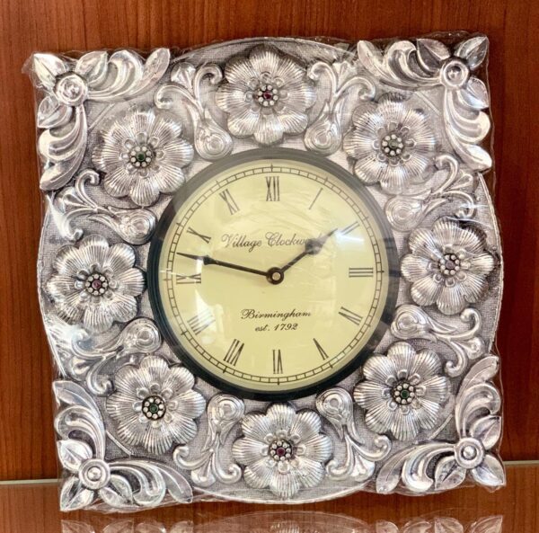 Har G Silver Elevate Your Home with a Timeless Vintage Wall Clock Encased in Intricate 999 Pure Silver