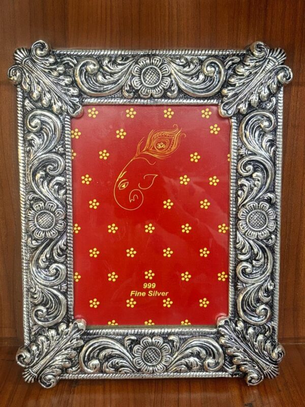 Har G Silver 11” Long Photo Frame Set In 999 Pure Silver Over Resin Wood To Bring Abundance & Enlightenment In Your Life