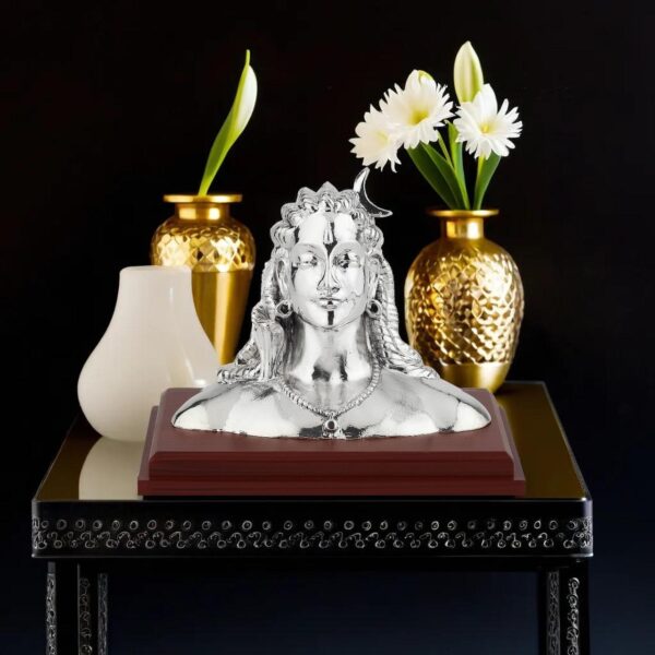 Har G Silver 999 Pure Silver Plated AdiYogi Statue for Home-Living Room Décor