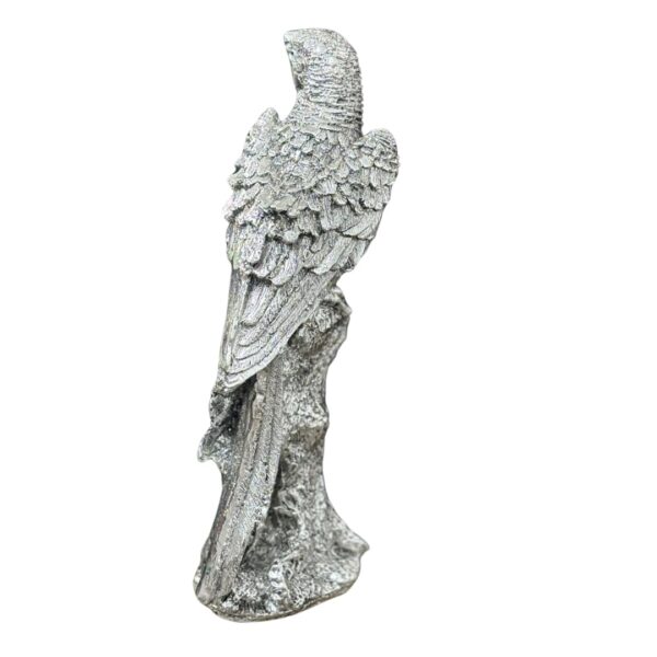 Har G 999 Pure Silver Plated Parrot Figurine with Antique Finish on Resin Wood Base – Elegant Home Décor and Gift Item - Image 3