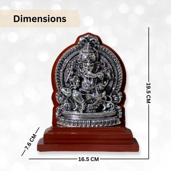 Har G Silver 999 Pure Silver Plated Ganesha Idol with Antique Finish on Resin Wood Base – Elegant Home Décor and Gift Item - Image 6