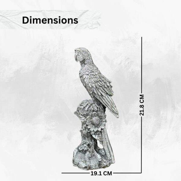 Har G 999 Pure Silver Plated Parrot Figurine with Antique Finish on Resin Wood Base – Elegant Home Décor and Gift Item - Image 4