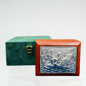 Har G 999 Silver Plated Decorative Swan Box | Resin Wood Interior | Antique Two-Tone Finish | Keepsake/Jewellery/Collectible Gift Box