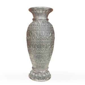 Har G Silver Flower Pot | 999 Silver Plated Decorative Vase | Resin Wood Base | Antique Finish Showpiece for Home & Office | 4.7 x 5 x 14 Inches