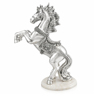 999 Fine Silver Plated Horse Figurine with Marble Base | Decorative Showpiece for Home & Office Decor | 6.5 x 4 x 9 Inches