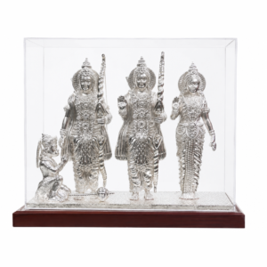 999 Fine Silver Plated Ram Darbar Statue | Lord Ram Sita Lakshman Hanuman Idol for Home Mandir, Office Decor & Housewarming Gift