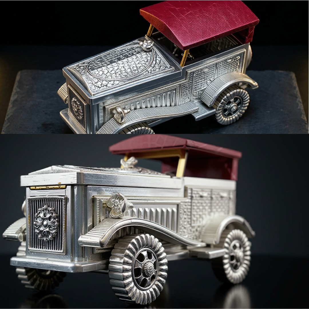 999 Fine Silver Plated Vintage Car Decorative Storage Box - Image 4