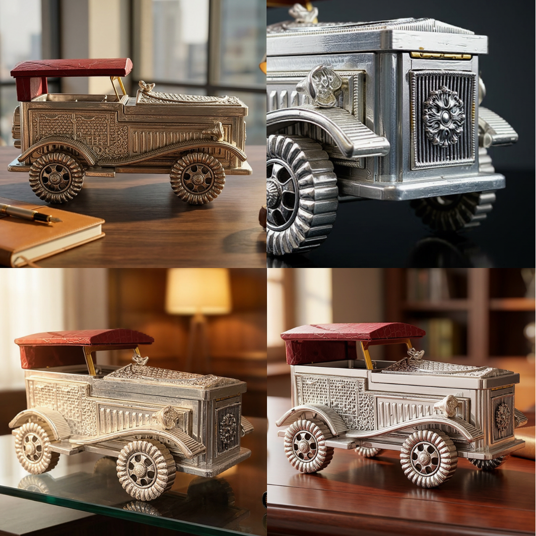 999 Fine Silver Plated Vintage Car Decorative Storage Box - Image 5
