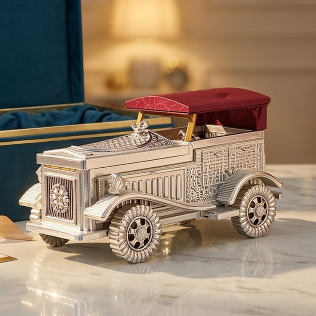 999 Fine Silver Plated Vintage Car Decorative Storage Box - Image 6