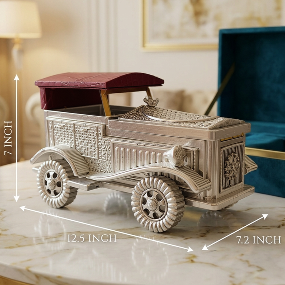 999 Fine Silver Plated Vintage Car Decorative Storage Box - Image 2