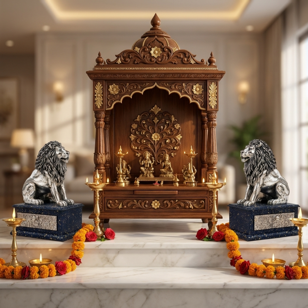 999 Fine Silver Plated Lion Statue Showpiece Set of 2 | Decorative Animal Figurine for Home Decor, Living Room, Office Table, Shelf & Housewarming Gift - Image 8